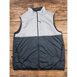 Swiss+Tech Full Zip Vest Mens L Lightweight Zip Pockets Lined 2-Tone Gray READ